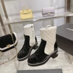 Chanel Short Boots Black/White For Women - Image 7