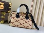 Louis Vuitton Speedy Bandouliere 20 Top Handle Bag 8in/ 20.5cm Beige/ Red Gold Hardware For Women M24261 - Image 8