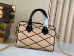 Louis Vuitton Speedy Bandouliere 20 Top Handle Bag 8in/ 20.5cm Beige/ Red Gold Hardware For Women M24261 - Image 4