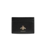 Gucci Animalier Card Case Black with Metal Bee For Men 4in/10cm GG 523685 DJ20T 1000