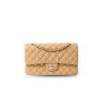 Chanel Classic Handbag Silver Hardware Beige A01112