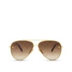 Louis Vuitton The LV Pilot Sunglasses Gold For Women Z1619U - Image 5