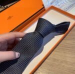 Hermes Tie 7 Faconnee New H Navy Blue For Men - Image 9
