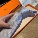 Hermes Tie 7 Faconnee New H Grey For Men - Image 8