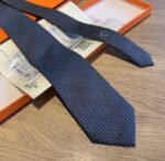 Hermes Tie 7 Faconnee New H Navy Blue For Men - Image 2