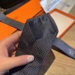 Hermes Tie 7 Faconnee New H Navy Blue For Men - Image 6