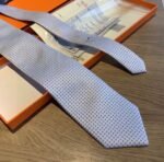 Hermes Tie 7 Faconnee New H Grey For Men - Image 3