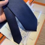 Hermes Tie 7 Faconnee New H Navy Blue For Men - Image 2