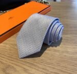 Hermes Tie 7 Faconnee New H Grey For Men - Image 2