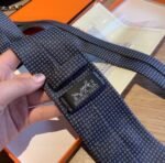 Hermes Tie 7 Faconnee New H Navy Blue For Men - Image 8