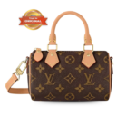 [True-to-ORIGINAL] Louis Vuitton Nano Speedy Top Handle Bag 6.3in/ 16cm Brown Gold Hardware For Women M81085