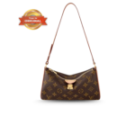 [True-to-ORIGINAL] Louis Vuitton Pochette Tirette Shoulder Bag 8.6in/ 22cm Brown Monogram Canvas Gold Hardware For Women M47123