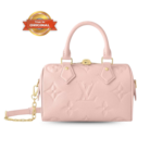 [True-to-ORIGINAL] Louis Vuitton Speedy Bandouliere 20 Top Handle Bag 8.1in/ 20.5cm Opal Pink Monogram Empreinte Gold Hardware For Women M58953