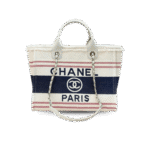 Chanel Deauville Large Tote Bag 14in/ 35cm Beige Gold Hardware For Women