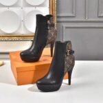 Louis Vuitton Afterglow Platform Ankle Boot Patent Monogram Material Black For Women LV 1A9SEE - Image 2