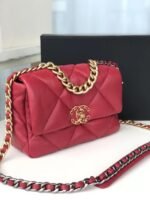 Chanel 19 Crossbody Bag 10.1in/ 26cm Red Gold Hardware For Women AS1160 - Image 4