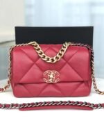 Chanel 19 Crossbody Bag 10.1in/ 26cm Red Gold Hardware For Women AS1160 - Image 3