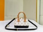 Louis Vuitton Nano Alma Top Handle Bag 7.1in/ 18cm White/ Brown Gold Hardware For Women M46895 - Image 6