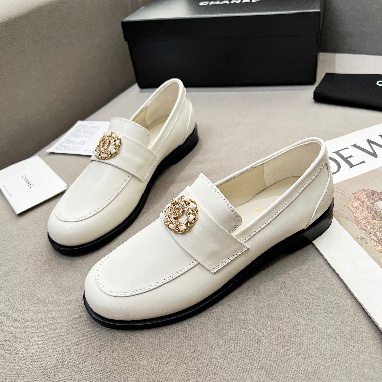 White-5-3.jpg Chanel Women's Loafers White For Women - Image 1
