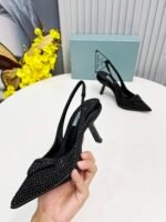 Prada Satin Slingback Pumps With Crystals Black For Women 2.2in/55mm PRD - Image 3
