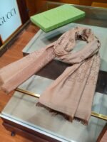 Gucci Muffler Stole Scarf Light Brown 200cm/79in For Women - Image 6