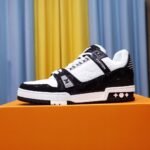 Louis Vuitton Trainer Sneaker Mix Of Materials Black/White For Men LV - Image 8