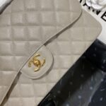 Chanel Classic Flap Bag Large Crossbody 11.8in/ 30cm Grey Gold Hardware For Women - Image 4