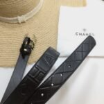 Chanel Quilted Belt With Double C Buckle Black with Gold mix Black Hardware Women Belt - Image 5