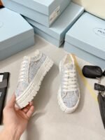 Prada Double Wheel Gabardine Sneakers Light Blue For Women 2in/50mm PRD - Image 4