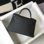 Hermes Mini Kelly 19 Sellier Epsom Black Bag For Women, Women's Handbags, Shoulder Bags 7.5in/19cm - Image 8