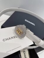 Chanel CC Silver Tone Heart Buckle Belt White For Women - Image 2