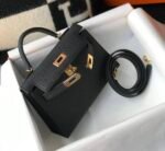 Hermes Mini Kelly 19 Sellier Epsom Black Bag For Women, Women's Handbags, Shoulder Bags 7.5in/19cm - Image 9