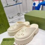 Gucci Women's Platform Perforated G Sandal White For Women GG