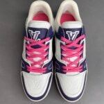 Louis Vuitton Trainer Sneaker Mix Of Materials White/Purple Virgil Abloh For Men LV - Image 3