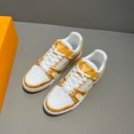 Louis Vuitton Trainer Sneaker Monogram Denim Yellow Virgil Abloh For Men LV 1A9JHJ