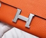 Hermes Constance Togo Long Wallet 20cm/7.9in Silver Toned Hardware For Women Orange - Image 4