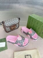 Gucci GG Blooms Supreme Floral Slide Sandal By Canvas Fabric Pink For Women GG - Image 7