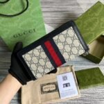 Gucci Ophidia GG Zip Around Wallet Beige With Red and Dark Blue Stripes With Silver Hardware For Men 8in/19cm GG - Image 5