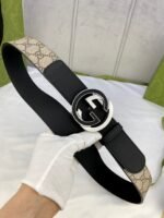 Gucci GG Supreme Belt With Interlocking G Buckle Beige/Ebony GG Supreme And Black , Gucci Belt - Image 3