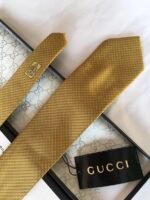 Gucci Silk Tie Yellow GG Men Tie - Image 6