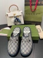 Gucci Men's GG Slipper With Horsebit Blue For Men GG Shoes ‎694249 96G60 4073 - Image 7