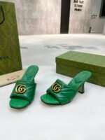 Gucci Double G Slide Sandal Chevron Matelasse Green For Women GG ‎674839 BKO00 3120 - Image 6