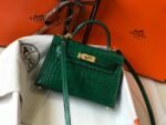 Hermes Mini Kelly 19 Green Crocodile Bag For Women, Women's Handbags, Shoulder Bags 7.5in/19cm - Image 2