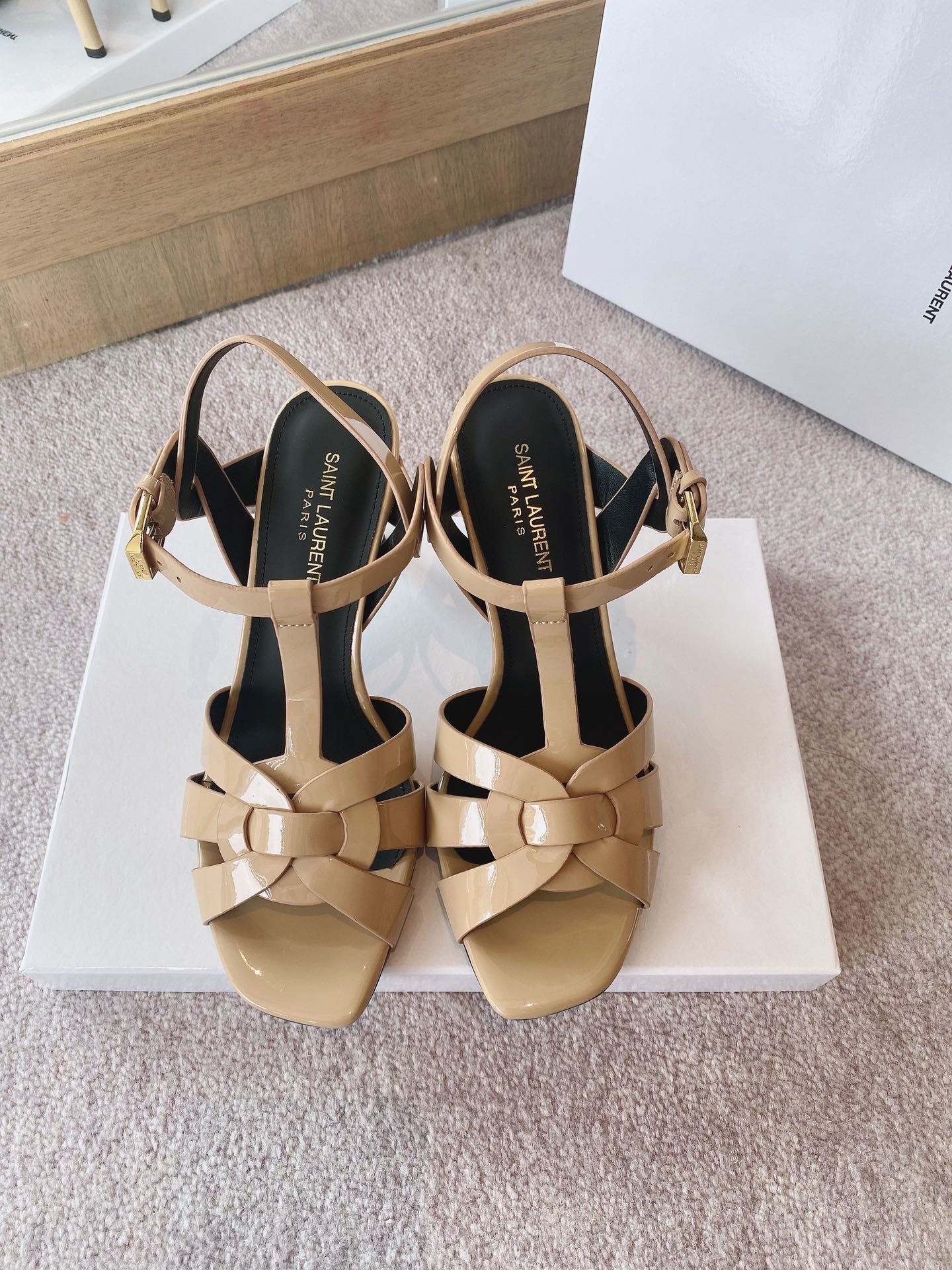 be-2-3.jpg Saint Laurent Women's Tribute Sandals Beige For Women YSL - Image 1