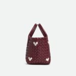 Bottega Veneta Mini Cabat Top Handle Bag 7.9in/ 20cm Barolo/ White For Women Gold Hardware 818017V52B12352 - Image 4