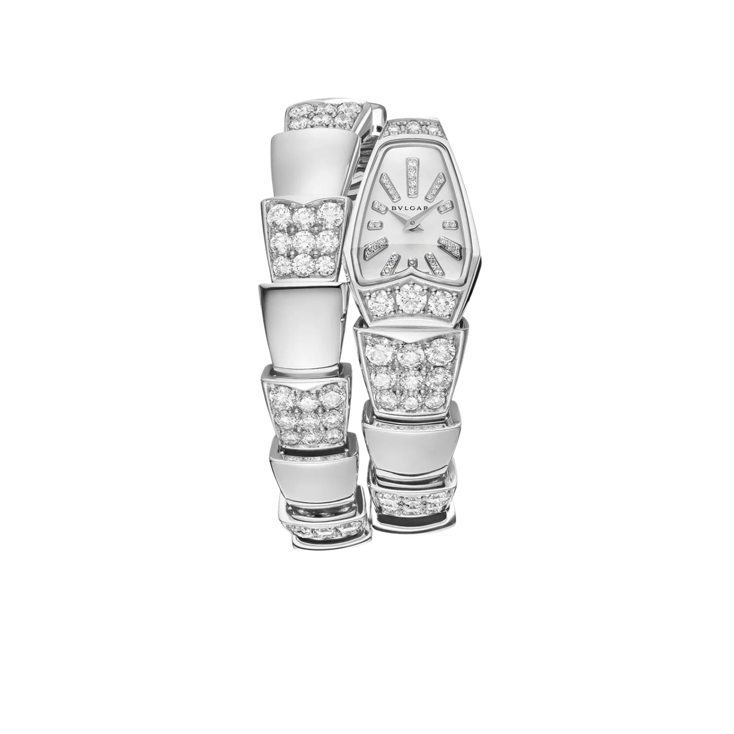 bvlgari-serpenti-jewelry-watch-101787-1.png Bvlgari Serpenti Jewelry Watch Silver Toned White Dial 26mm For Women 101787 - Image 1