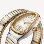 Bvlgari Serpenti Tubogas Watch Silver/Gold Toned White Dial 35mm For Women 103648 - Image 3