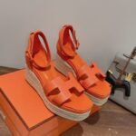 Hermes Doll 40 Espadrilles Orange For Women 1.6in/4cm