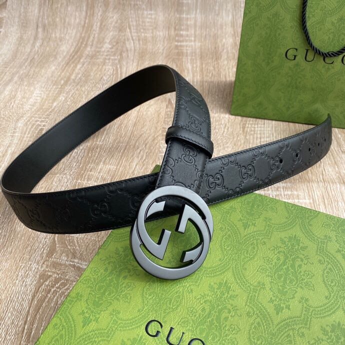 c05919ab.jpeg Gucci Signature Belt Black GG, Gucci Belt 411924 - Image 1