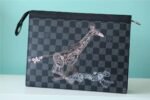 Louis Vuitton Pochette Voyage MM Damier Graphite Stamps Canvas For Men, Men's Wallet 10.6in/27cm LV N64605 - Image 6